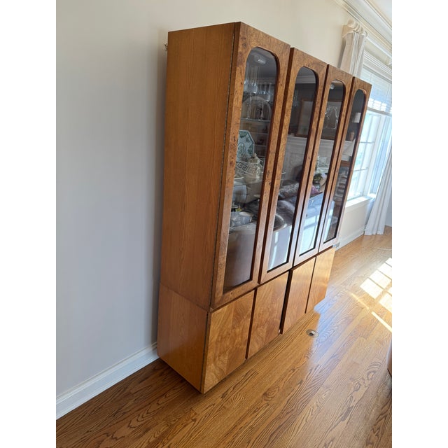 Brown Vintage Milo Baughman Style Lane Alta Vista Burlwood China Cabinet For Sale - Image 8 of 14