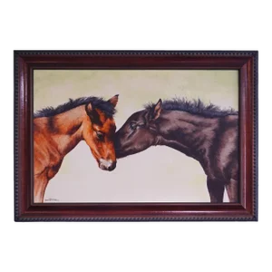 A Tender Equine Moment, Original Oil Painting by Susan Kelleher, Framed