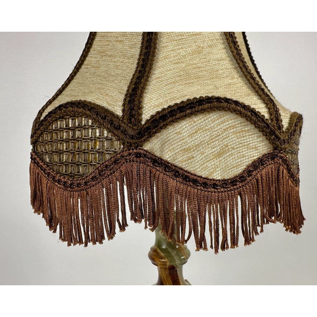 Vintage Table Lamp with Textile Shade Onyx Base Bedside Light, Belgium, 1970s For Sale - Image 4 of 8