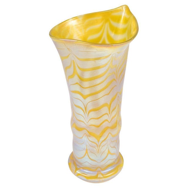 Glass Art Nouveau Bohemian Glass Vase in Yellow from Johann Loetz Witwe, 1900s For Sale - Image 7 of 7