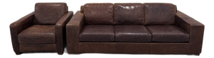 Natuzzi Gregory Italian Leather Sofa & Matching Lounge Chair - Model 2191/1834