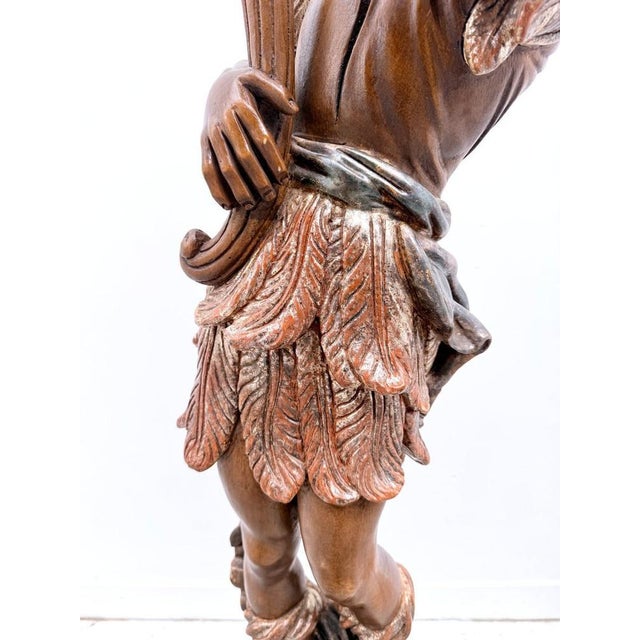 Carved and Gilded Wooden Torch-Style Floor Lamp, 1970 For Sale - Image 9 of 12