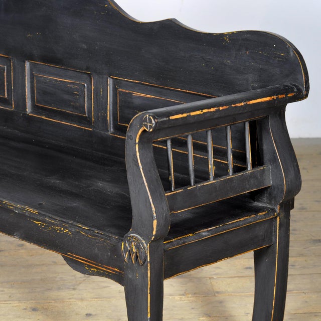 Black Antique Black Pine Bench, 1900s For Sale - Image 8 of 14