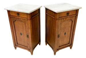 Antique Art Nouveau Oak Nightstands, 1900s, Set of 2