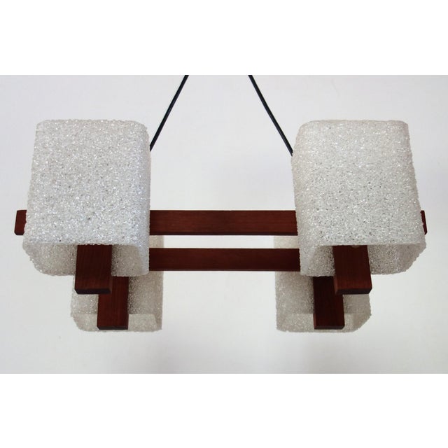 Wood Scandinavian Chandelier in Acrylic Glass and Teak, 1960s For Sale - Image 7 of 12