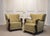 Vintage Swedish Wingback Chairs with Golden Velvet and Carved Oak Armrests, 1920s, Set of 2 For Sale - Image 4 of 11