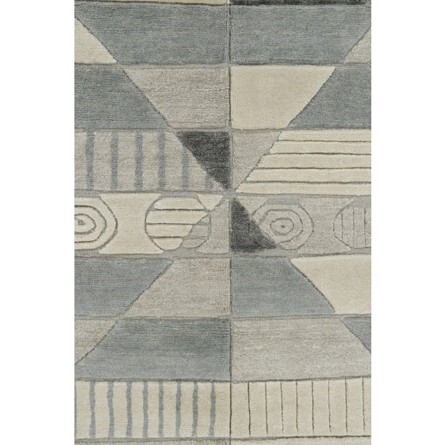 Mid-Century Modern Rug & Kilim’s Scandinavian Rug in Gray With High-Low Geometric Patterns For Sale - Image 3 of 8