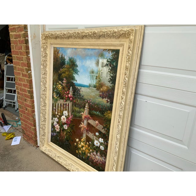 Art Deco Beautiful Large Vintage Painting For Sale - Image 3 of 7