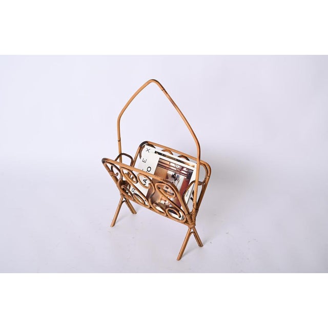 Mid-Century French Riviera Bamboo and Rattan Magazine Rack, 1960s For Sale - Image 12 of 15