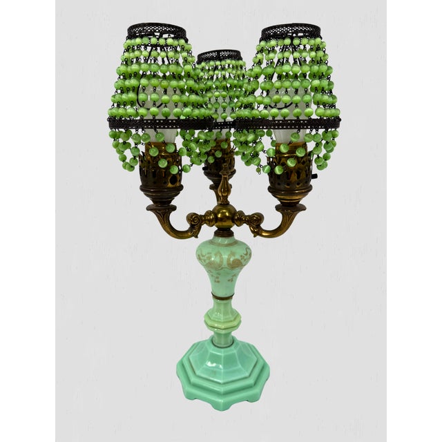 Vintage Jadeite 3 Arm Table Lamp For Sale - Image 14 of 15