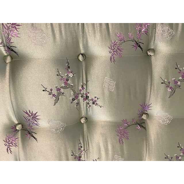 1940s Gorgeous Antique Louis XVI Style Ottoman Silk Tufted Scrolled Feet For Sale - Image 10 of 12