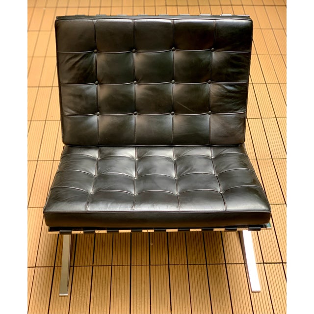 Black Barcelona Chair by Ludwig Mies van der Rohe for Knoll International, 1980s For Sale - Image 8 of 14