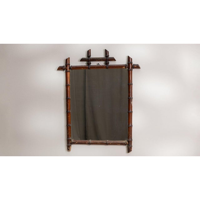 Brown 19th Century France Brown Wood Mirror For Sale - Image 8 of 10