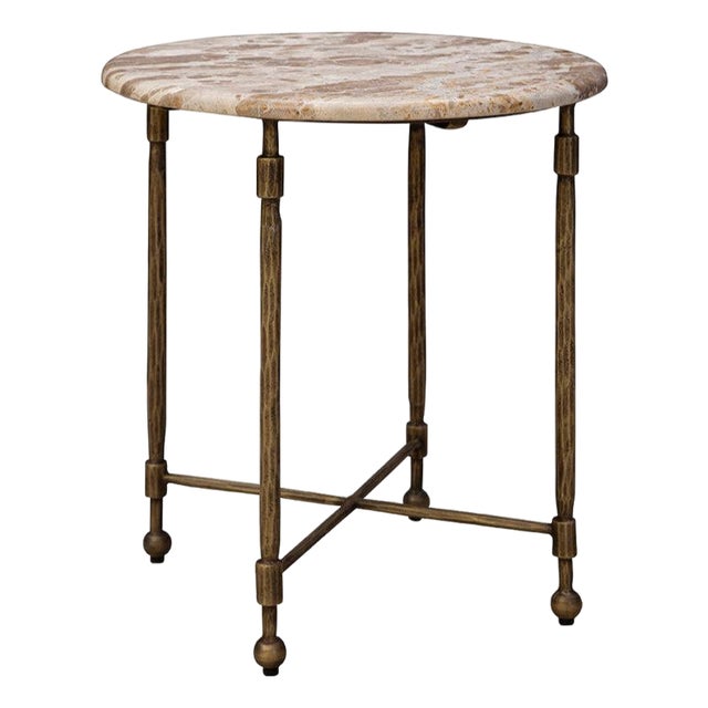 Colmar Marble Top Round Side Table by Loomlan For Sale