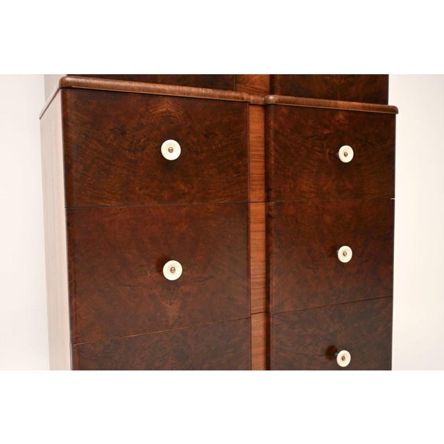 French Art Deco Burr Walnut Cabinet on Chest, 1930s For Sale - Image 9 of 11
