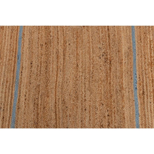Light Blue Scallop Jute Hand Made Rug - 6'x9' For Sale - Image 6 of 9