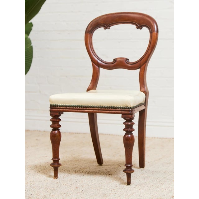 1940’s Carved Sweetheart Chairs Set of Six For Sale - Image 11 of 12