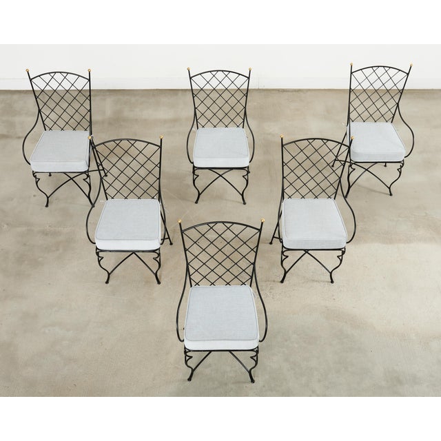 Mid-Century Modern Set of Six Mario Papperzini Style Iron Garden Dining Chairs For Sale - Image 3 of 18