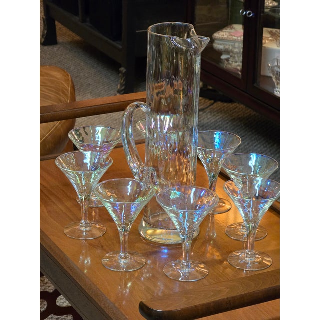 1960s Mid-Century Modern West Virginia Glass Co. Martini Set- 9 Pieces For Sale - Image 5 of 8