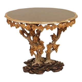 Italian Venetian Carved Wood Faux Bois Center Table For Sale