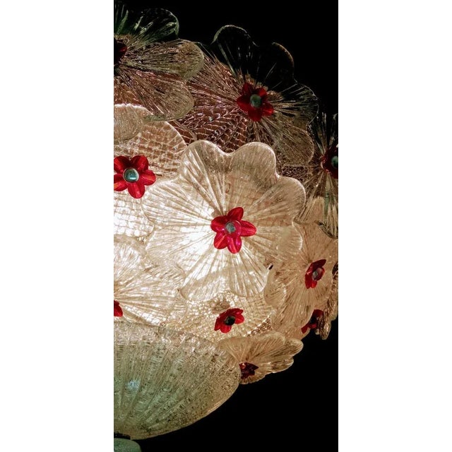 Vintage Clear and Red Ceiling Light For Sale - Image 4 of 11