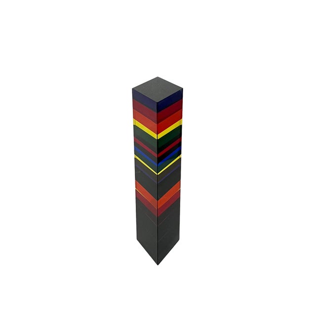 Black Vasa Velizar Mihich, Hand Signed Dated 2001 Colorful Acrylic Vasa Laminated Lucite Triangle Sculpture, 2001 For Sale - Image 8 of 18