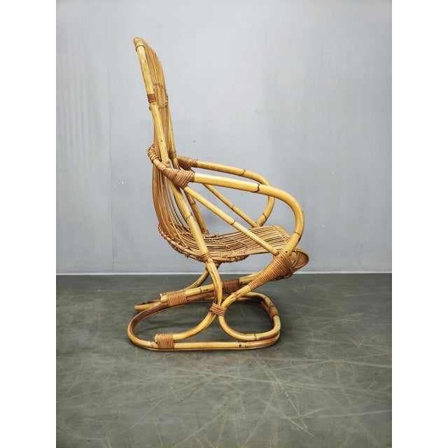 Vintage Italian Rattan Lounge Chair by Tito Agnoli, 1950s For Sale - Image 13 of 16