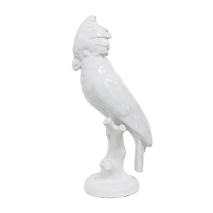Vintage White Ceramic Parrot from Manises