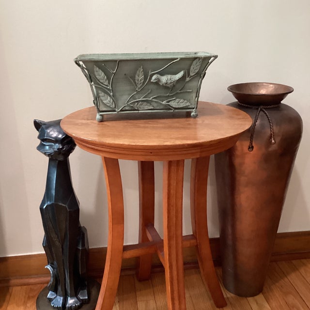 Verdigris Vintage French Country Style Distressed Raised Metal Planter With Vines and Bird For Sale - Image 8 of 12