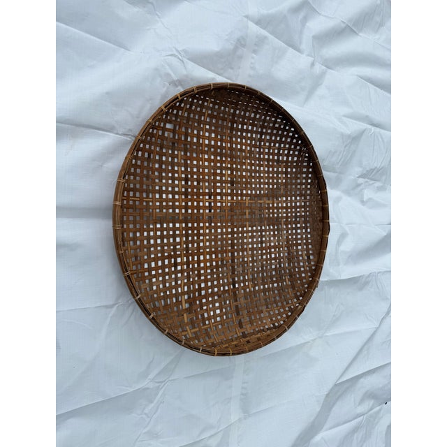 Early 20th Century Giant Woven Cane Asian Sieve Basket For Sale - Image 4 of 6
