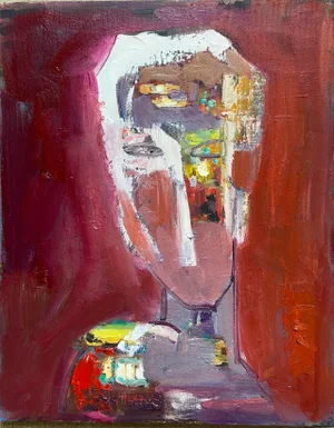 "Face #503" Contemporary Abstract Expressionist Oil Painting by Murat Kaboulov
