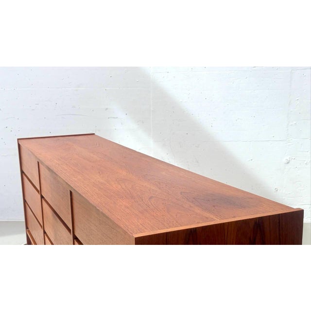 Wood Long Mid-Century Danish Teak Chest of Drawers, 1960s For Sale - Image 7 of 12