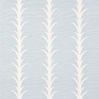 Sample-Schumacher X Celerie Kemble Acanthus Stripe Fabric in Sky For Sale