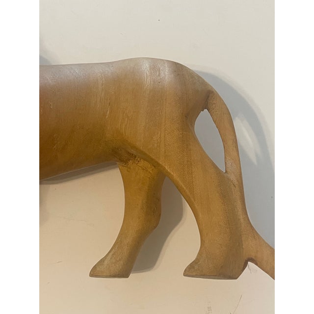 1970s Vintage Kamba Carved Wooden Lion Sculpture For Sale - Image 5 of 10