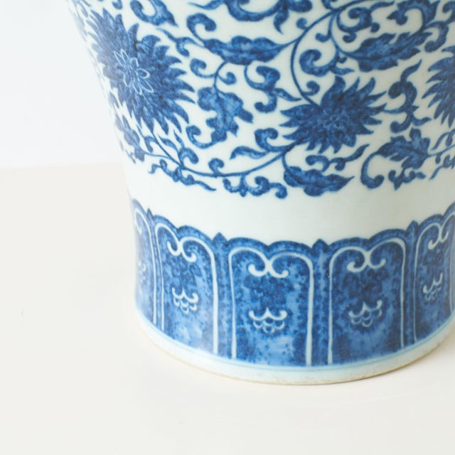 Mid 20th Century Blue & White Meiping Vase with Interlocking Lotus For Sale - Image 5 of 6