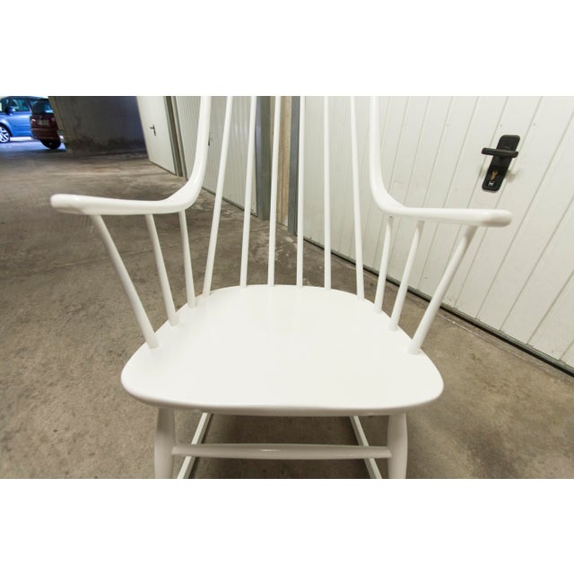 White Grandessa Rocking Chair in White Beech attributed to Lena Larsson for Nesto, 1960 For Sale - Image 8 of 18
