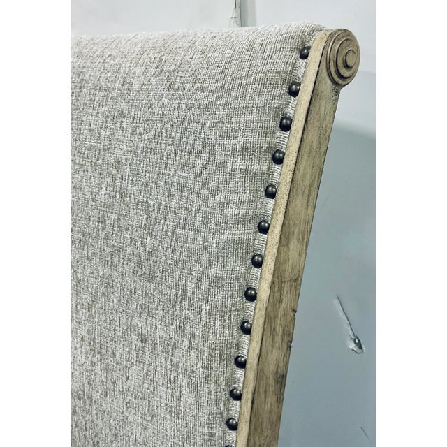 Transitional French Style Linen Dining Side Chairs Set of 8 For Sale - Image 9 of 10