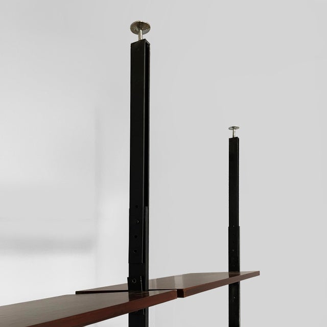 Mid-Century Modern Italian Modular Bookcase in Wood and Metal, 1960s For Sale - Image 4 of 18