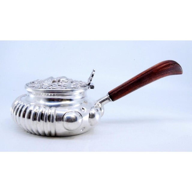 Silver Whisk with Wooden Handle, Embossed Lid and Fluted Tank For Sale - Image 9 of 11