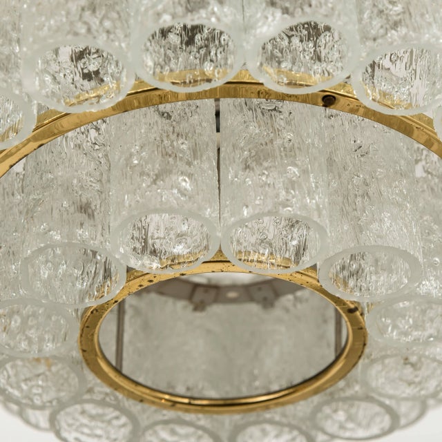 Gold Large Glass Brass Light Fixtures from Doria, Germany, 1969, Set of 3 For Sale - Image 8 of 18