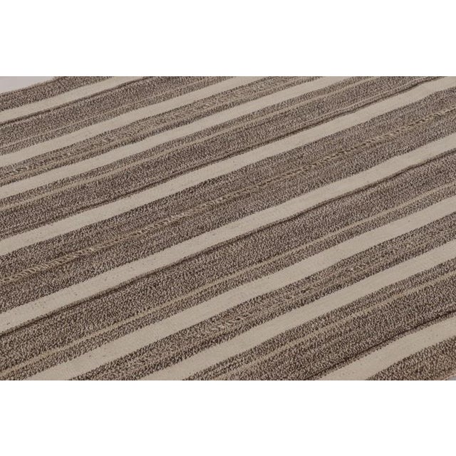 1950s Vintage Persian Kilim in Beige and Brown Stripes - Rug & Kilim For Sale - Image 5 of 10