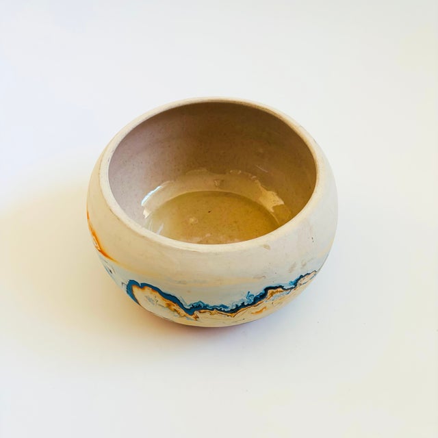 Nemadji Pottery Bowl - Blue and Orange Swirls For Sale In San Francisco - Image 6 of 8