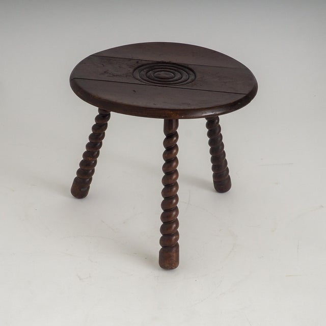 French Oak Tripod Side Table attributed to Charles Dudouyt, 1950s For Sale - Image 14 of 18