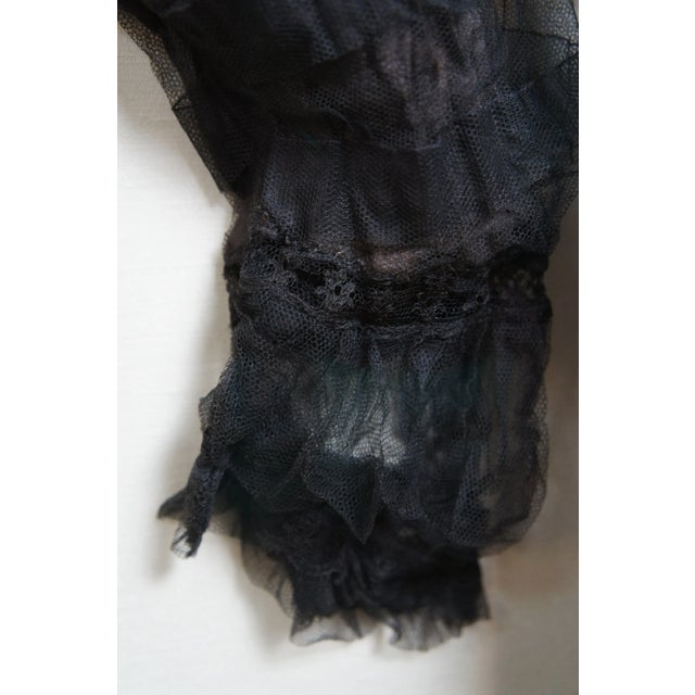 Early 20th Century Early 20th Century Antique Victorian Black Velvet & Lace Bodice & Shirtwaist Framed in Shadowboxes- Set of 2 For Sale - Image 5 of 12