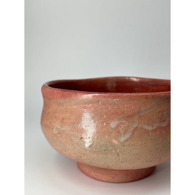 Red Vintage Japanese Aka-Raku Chawan With Original Wooden Box For Sale - Image 8 of 13