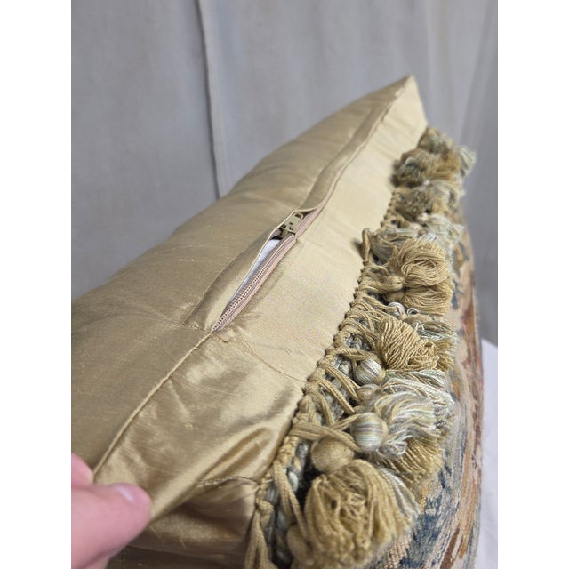 Pair of Antique French Hunt Scene Tapestry Panels Remade Into Down Pillows For Sale - Image 13 of 13