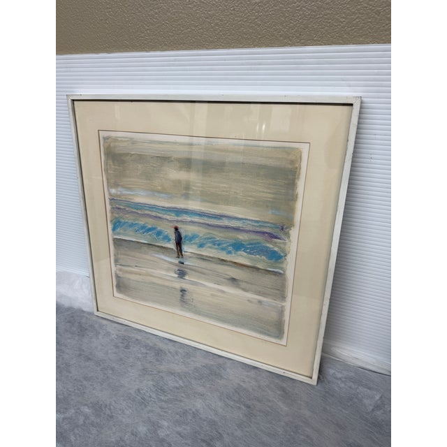 Paint Circa 1985 Larry Welden BeachWalk Watercolor, Framed For Sale - Image 7 of 12