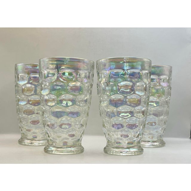 Mid 20th Century Federal “Colonial” Pattern Iridescent Glasses- Set of Four For Sale In Jacksonville, FL - Image 6 of 8