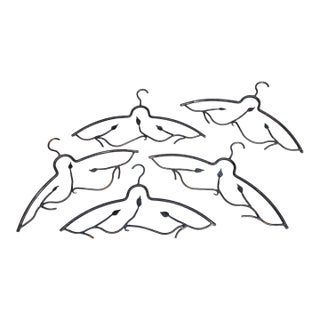 Five Vintage Hand Wrought Iron Hangers For Sale