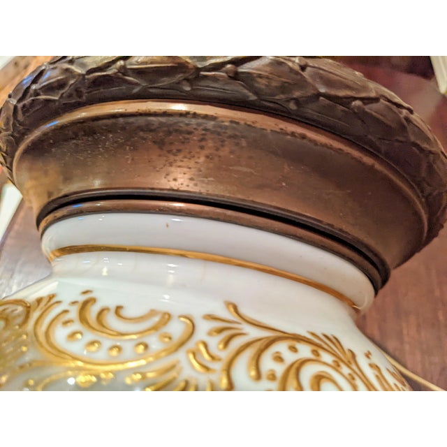 Mid 1900's Floral Porcelain Lamp with Light Tarnish on Brass For Sale In New York - Image 6 of 12